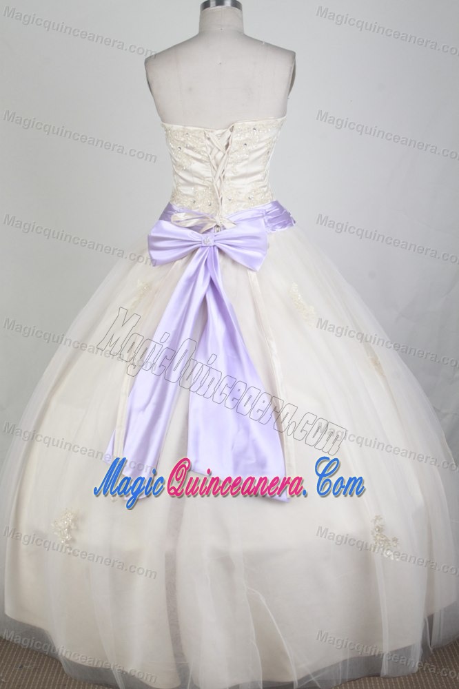 Tulle White Strapless Appliques Sweet 15 Quinceanera Dress with Belt