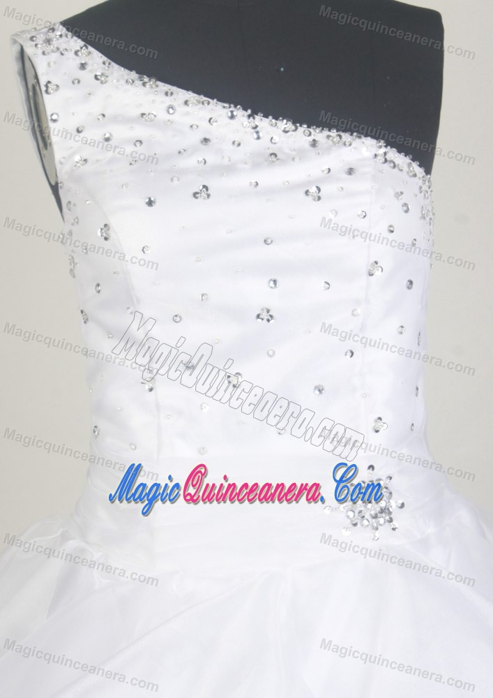 One Shoulder Beaded White Quinceanera Dresses in Norfolk County