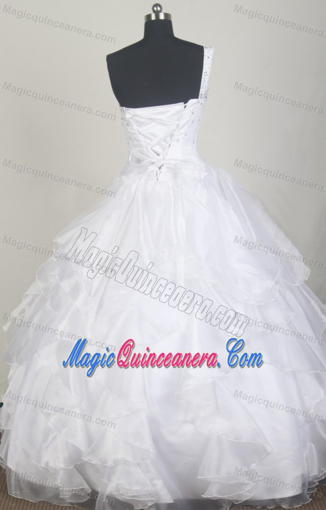 One Shoulder Beaded White Quinceanera Dresses in Norfolk County