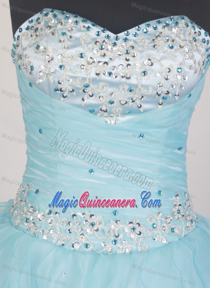 Ruched Beading Sweetheart Colored Quinceanera Dress with Ruffles