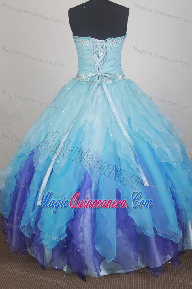 Ruched Beading Sweetheart Colored Quinceanera Dress with Ruffles