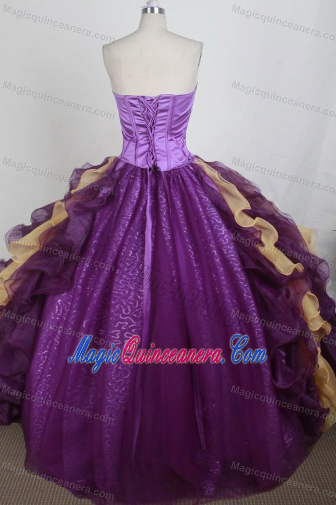 Colorful Detachable Appliques Ruffles Ottawa Quinceanera Dress