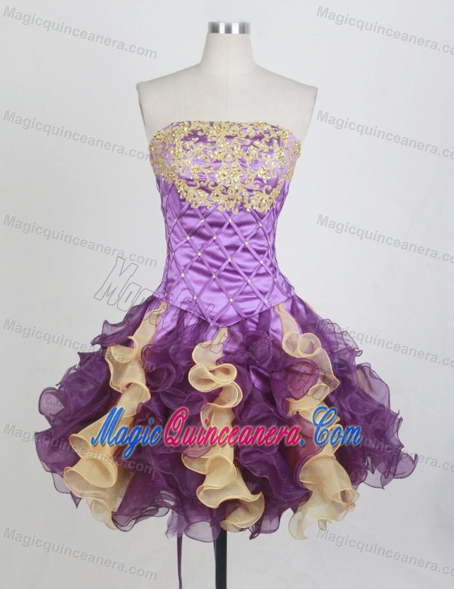 Colorful Detachable Appliques Ruffles Ottawa Quinceanera Dress