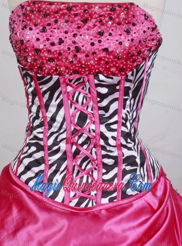 Zebra Detachable Beading Hot Pink Quinceanera Dress in Sydney