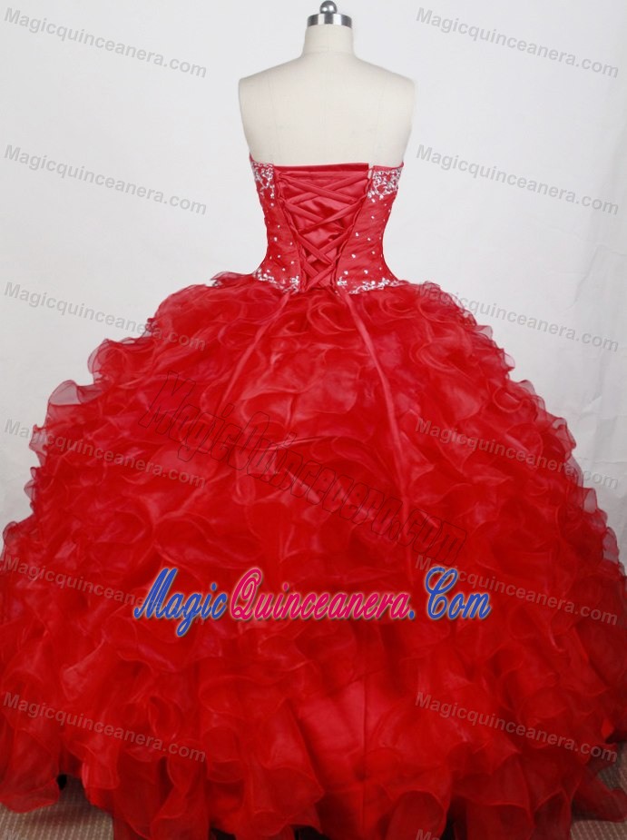 Detachable Ruched Appliques Red Quinceanera Dress in Toronto