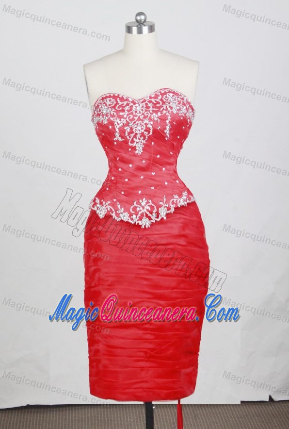 Detachable Ruched Appliques Red Quinceanera Dress in Toronto