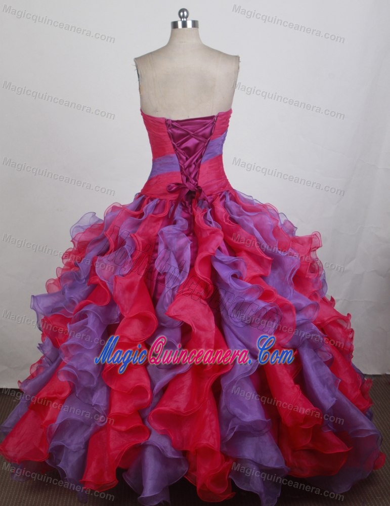 Colorful Strapless Floor-length Quinceanera Gowns with Appliques