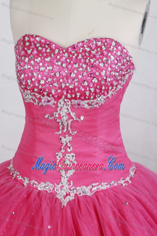 Rose Pink Sweetheart Beading Floor-length Quinceanera Dresses