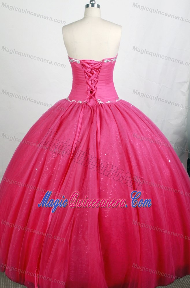 Rose Pink Sweetheart Beading Floor-length Quinceanera Dresses