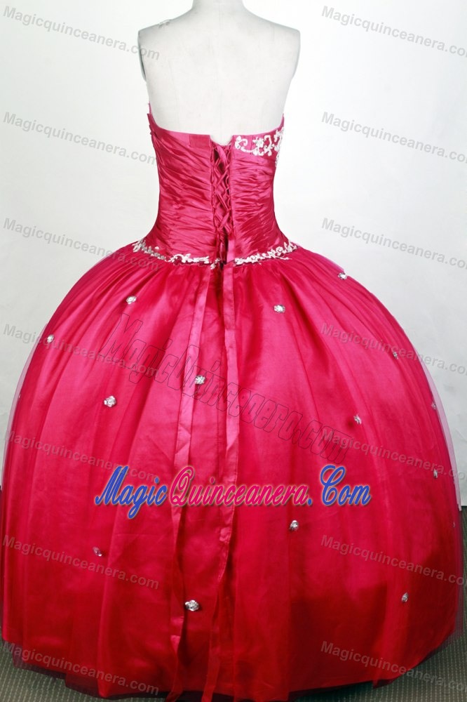 Sweetheart Beading and Appliques Quinceanera Dresses in Hot Pink