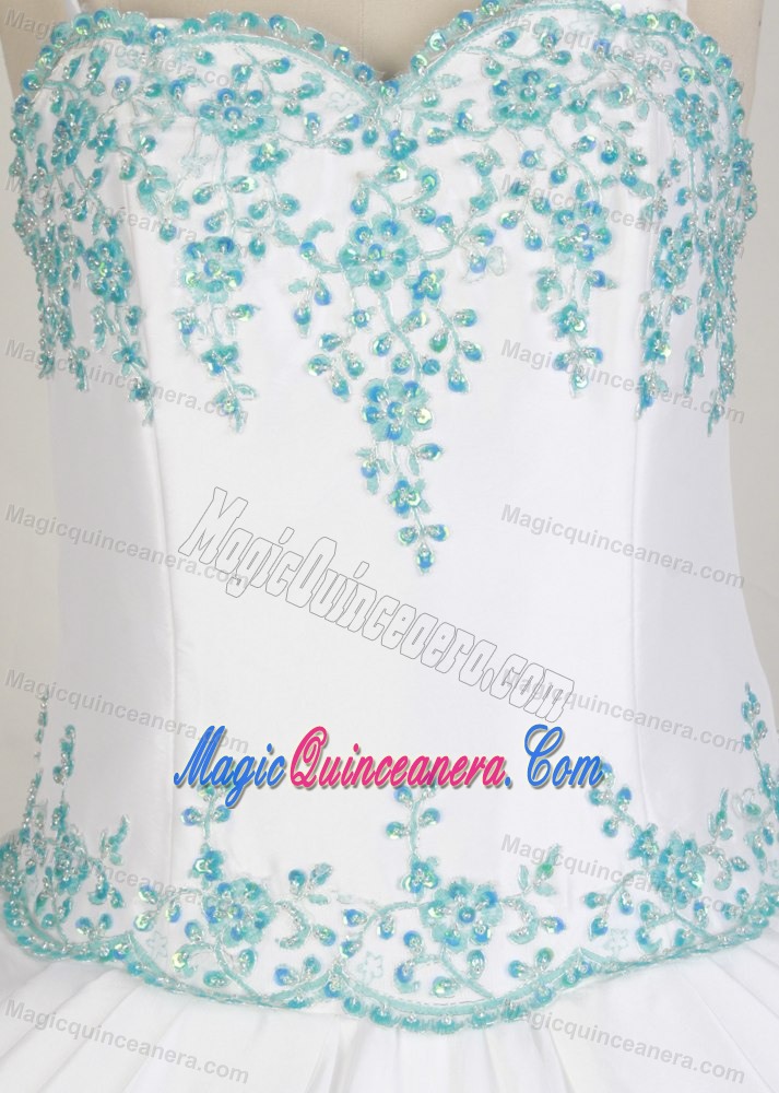 Appliques Straps Beading Cool Back White Quinceanera Gown Dresses