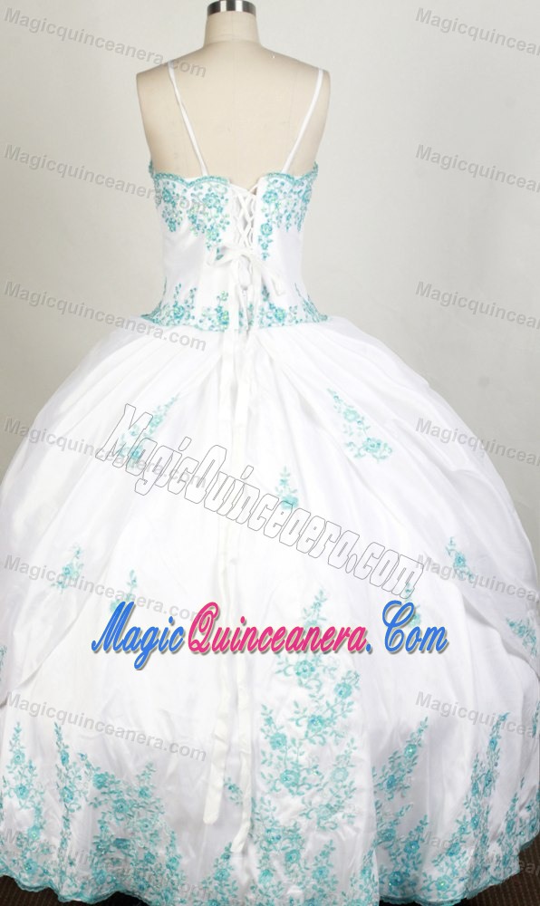 Appliques Straps Beading Cool Back White Quinceanera Gown Dresses