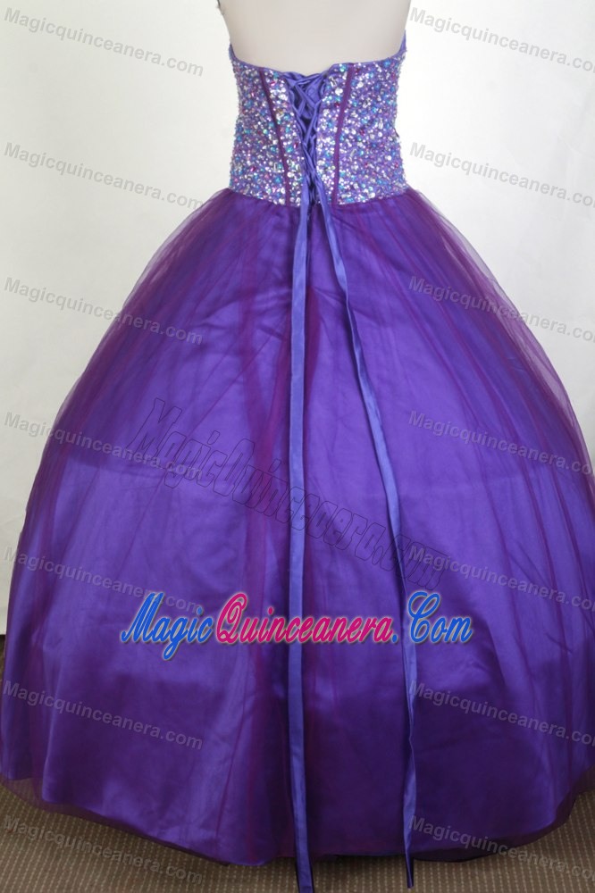 Floor-length Sequin Sweetheart Beading Purple Quinceanera Dresses