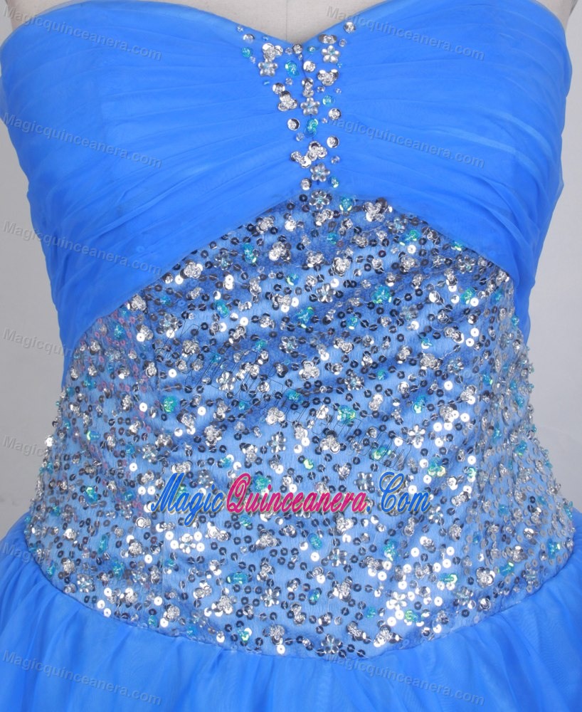 Simple A-line Sequin Sweetheart Aqua Blue Perfect Quinceanera Dress