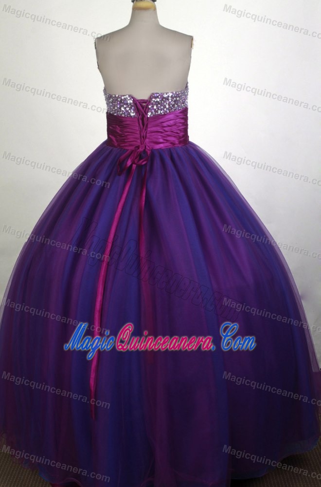 Stunning Sweetheart Beading Floor-length Purple Quinceanera Dresses