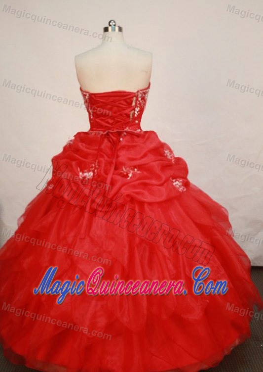 Discount Layers Ruched Sweetheart Red Appliques Quinceanera Dress