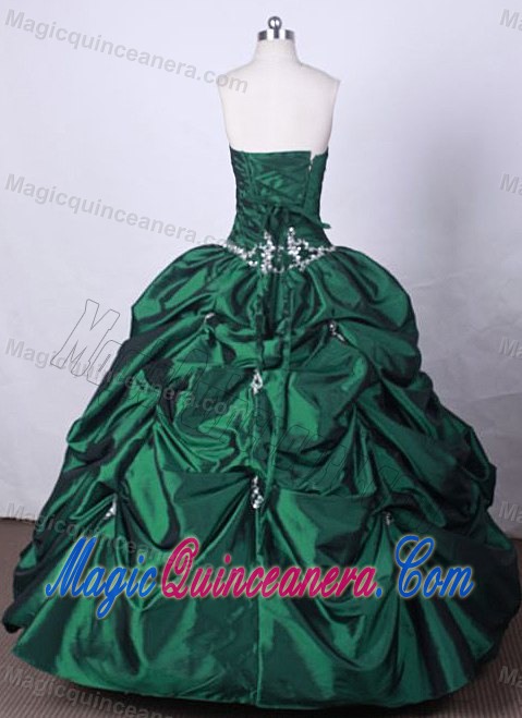 Pick Ups Beading Strapless Green Ball Gown Dresses for a Quinces