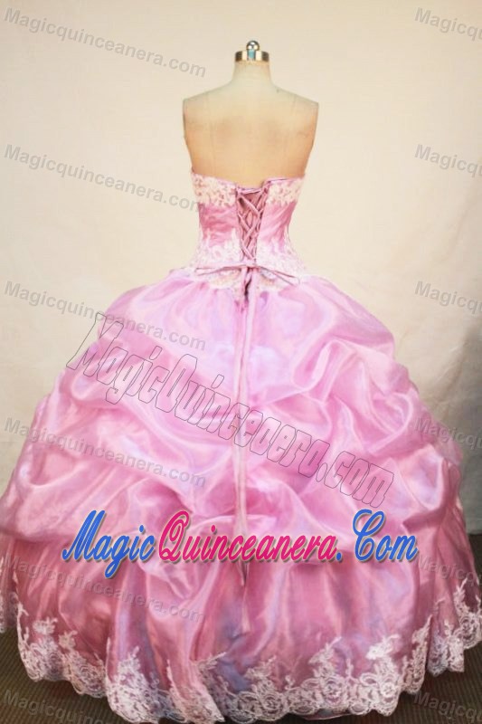 Lavender Strapless Appliques and Pick-ups Organza Quinceanera Dresses