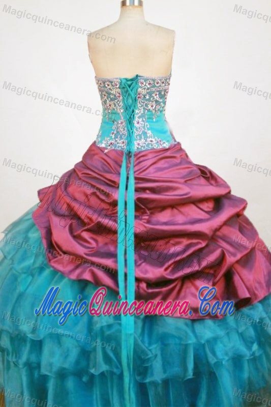 Beading Sweetheart Sweet Sixteen Quinceanera Dresses in Blue and Burgundy