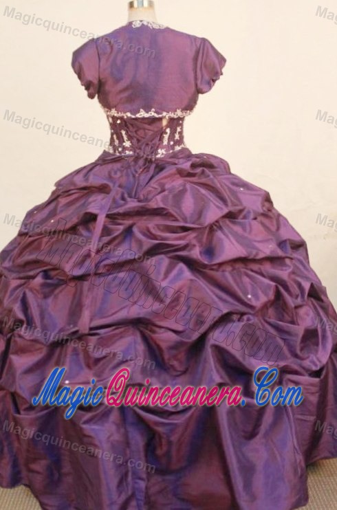 Sweetheart Appliques and Pick-ups Quinceanera dress in Dark Purple