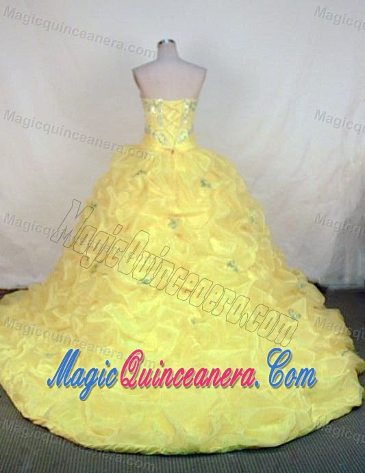 Appliques and Beading Sweetheart Quinceanera Dresses with Pick-ups