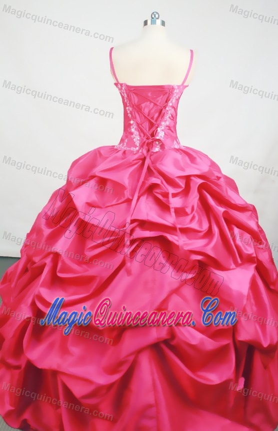 Straps Pick-ups Hot Pink Beading and Appliques Quinceanera Gowns