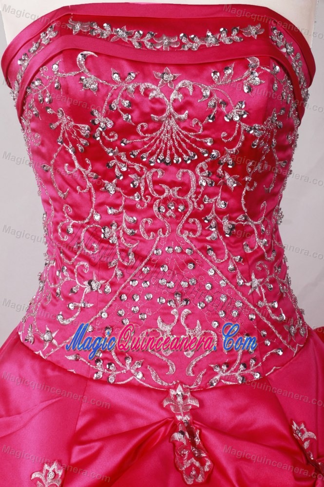 Pink Strapless Floor-length Beading and Pick-ups Sweet 15 Dresses