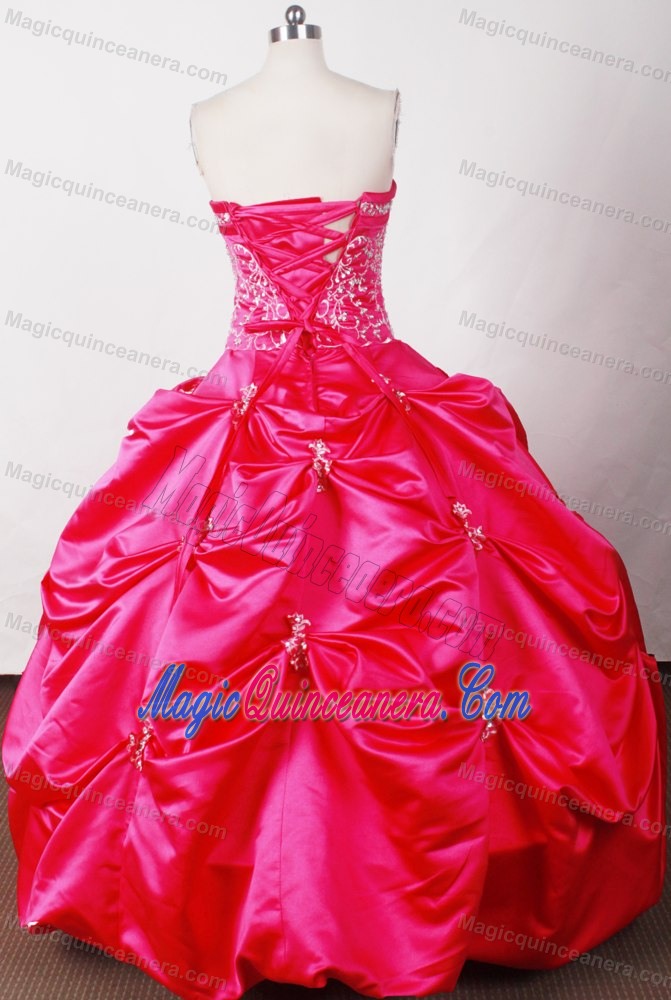 Pink Strapless Floor-length Beading and Pick-ups Sweet 15 Dresses