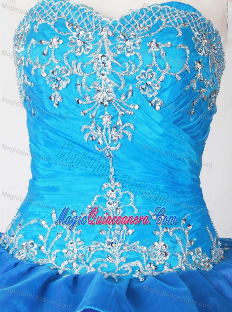 Stylish Sweetheart Blue Quinceanera Dress with Beading and Layers