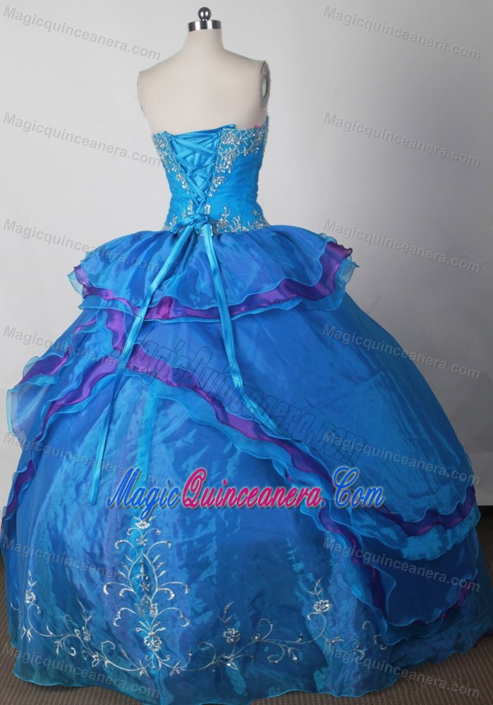 Stylish Sweetheart Blue Quinceanera Dress with Beading and Layers