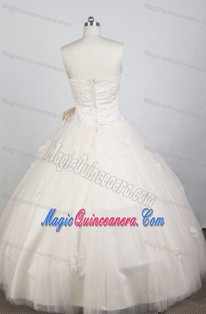 Champagne Sweetheart Taffeta Quinceanera Dress with Appliques