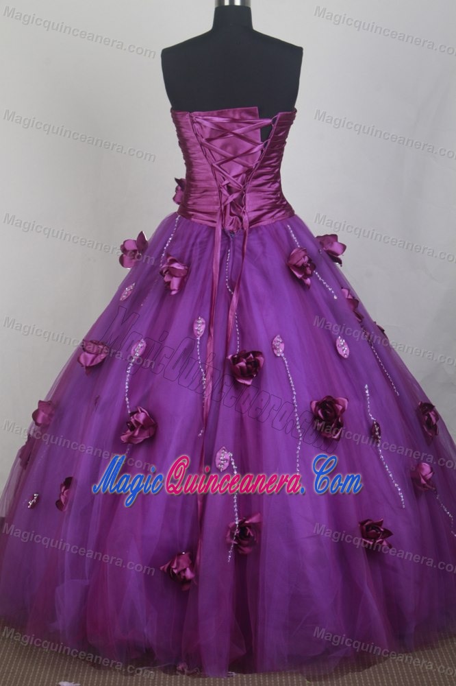 Purple 2013 Sweet Sixteen Dresses Blossomed Pretty Rose Flowers