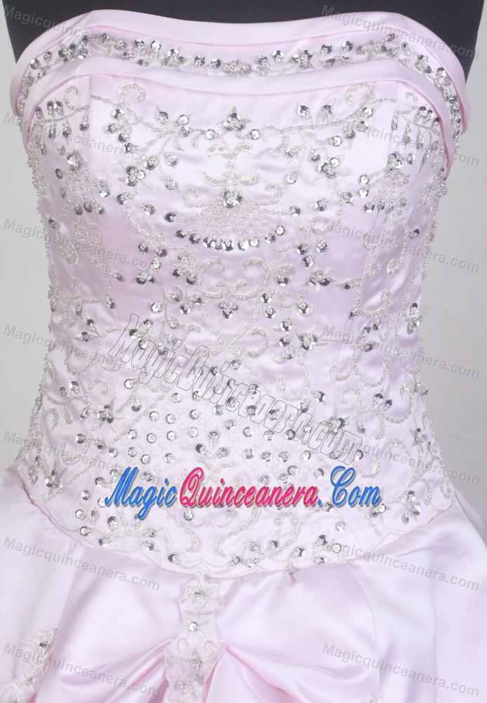 Pick-ups and Beading Pattern for Quinceanera Dress in Baby Pink