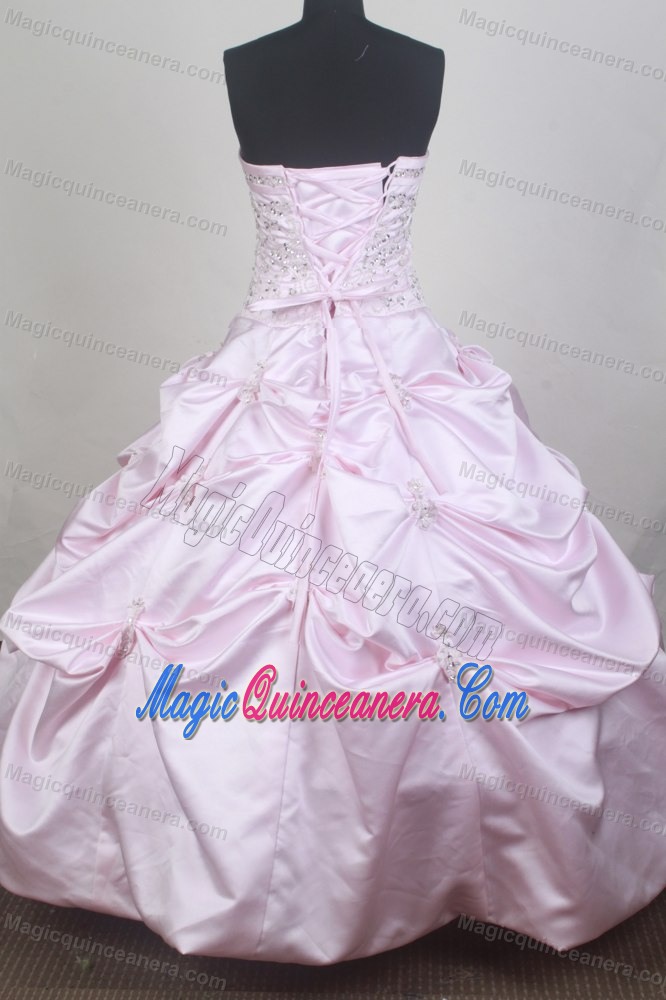 Pick-ups and Beading Pattern for Quinceanera Dress in Baby Pink