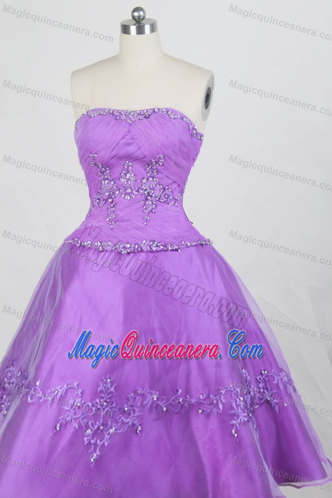 Romantic Beaded Appliques Purple Quinceanera Dress in Temperley