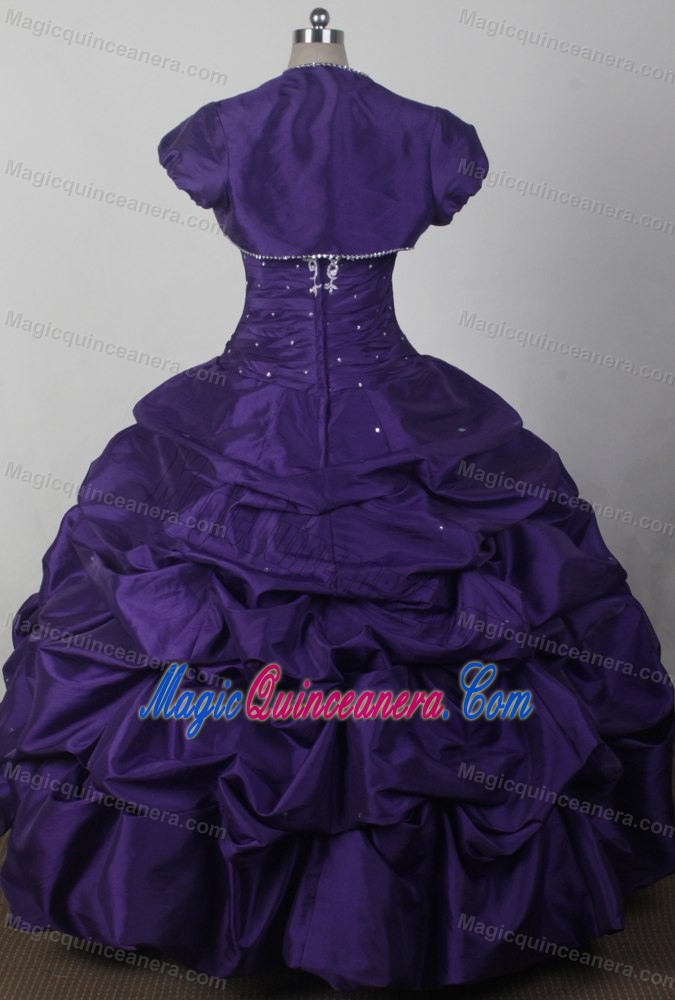 Purple Applique Quinceneara Dresses Embellished with Layed Ruffles