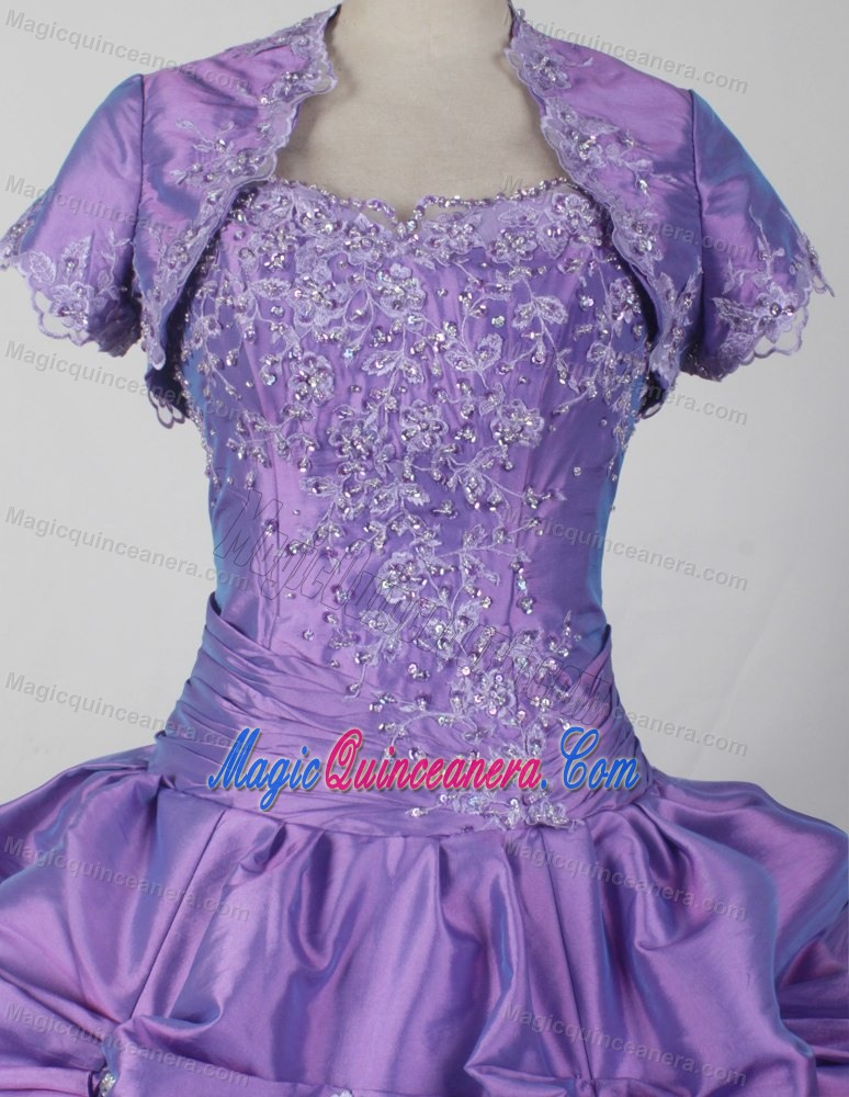 Beaded Pick-ups Sweet 15 Dresses in Purple with Jacket in Quilmes