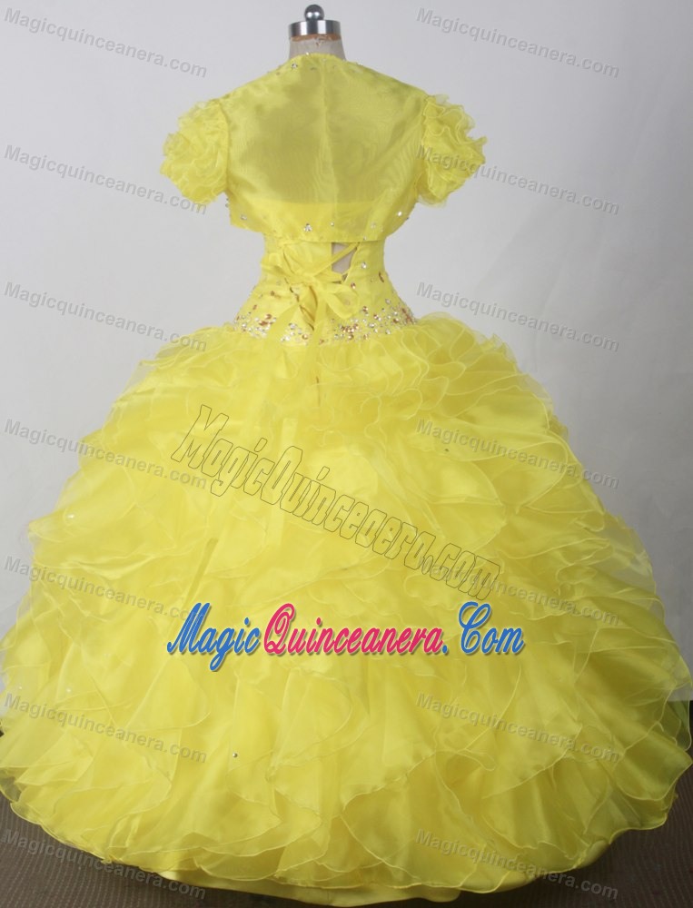 Yellow Dresses for Quinceanera Embellished with Ruffles and Jacket