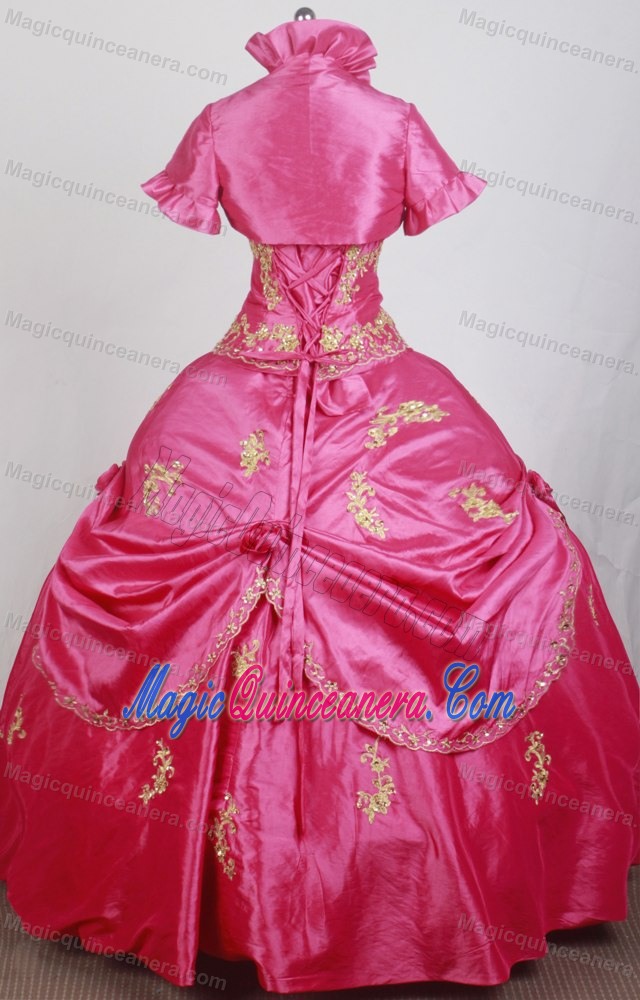 Matching Jacket with High Neck for Quince Dress with Gold Appliques