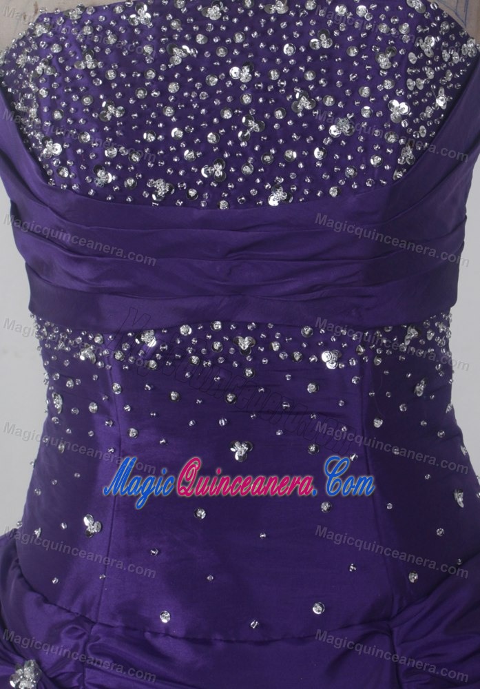 Pick-ups Skirt and Beaded Bust Purple Dresses For A Quinceanera