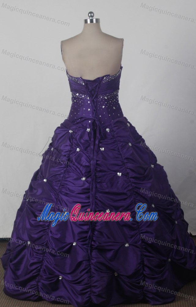 Pick-ups Skirt and Beaded Bust Purple Dresses For A Quinceanera