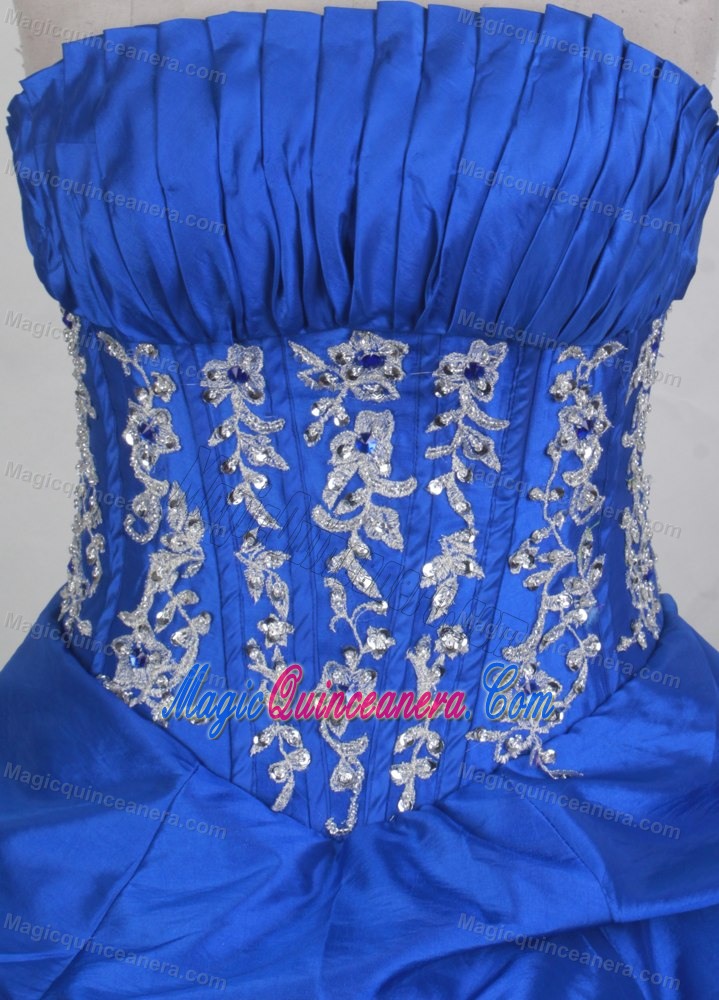 Pretty Royal Blue Ruched and Bubbled Sweet 16 Gown in Michigan