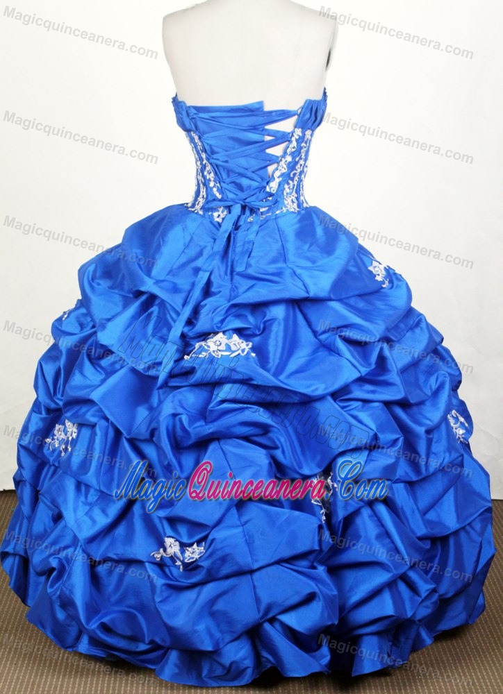 Pretty Royal Blue Ruched and Bubbled Sweet 16 Gown in Michigan