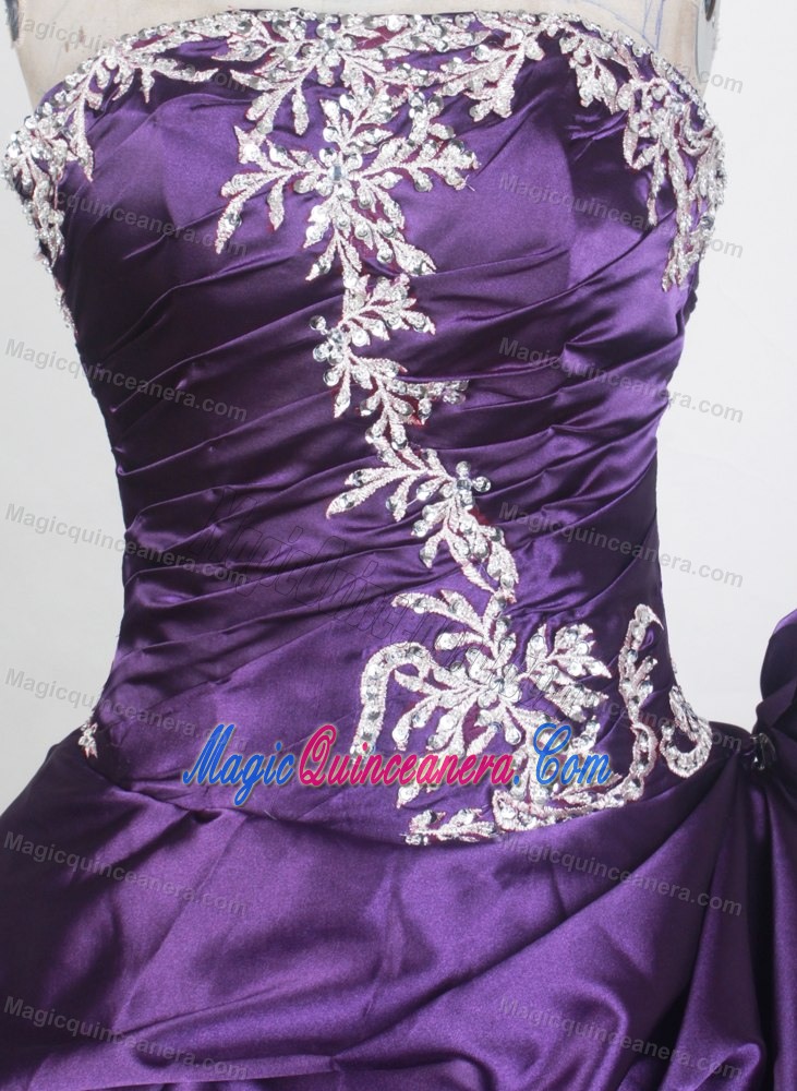 Popular 2013 Bubbled Purple Sweet 15 Dress with Appliques