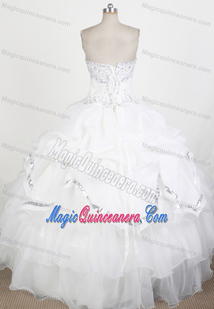 Popular White Ruffled and Bubbled 2013 Quinceanera Dress