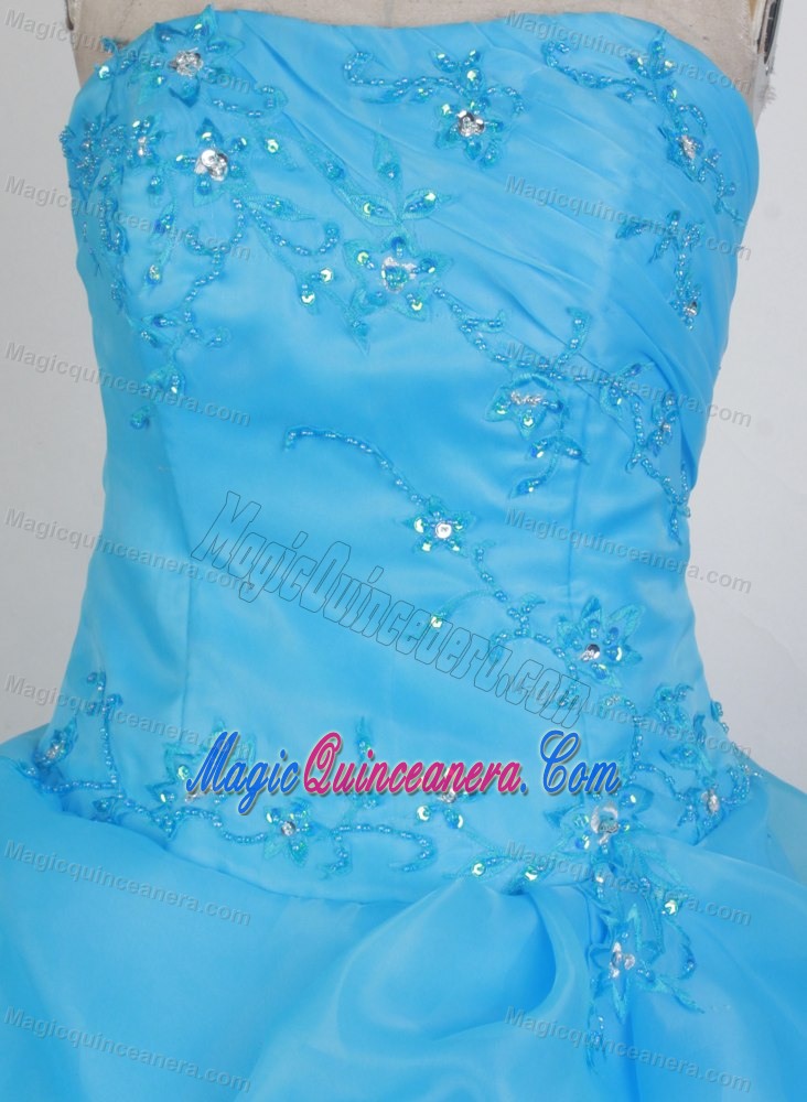 Modest 2013 Aqua Blue Bubble Quinceanera Gown in Florida