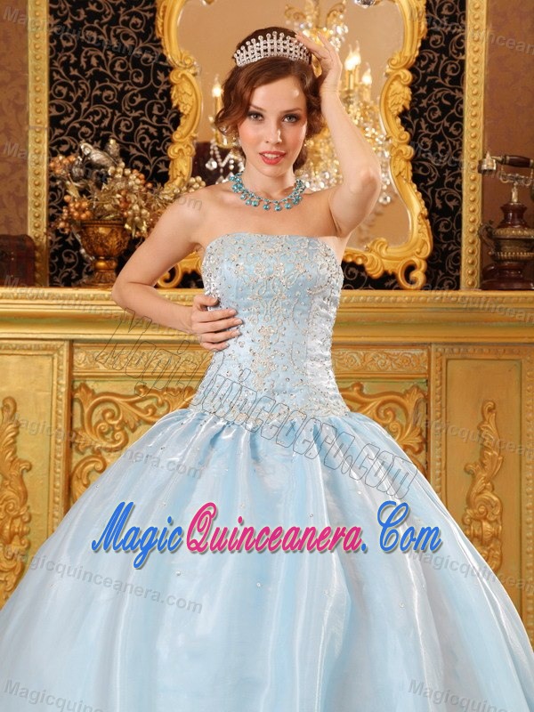 Baby Blue Beaded Dress For Quinceanera For Wholesale in Clifton