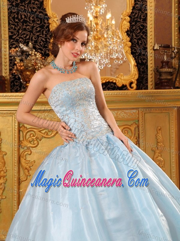 Baby Blue Beaded Dress For Quinceanera For Wholesale in Clifton