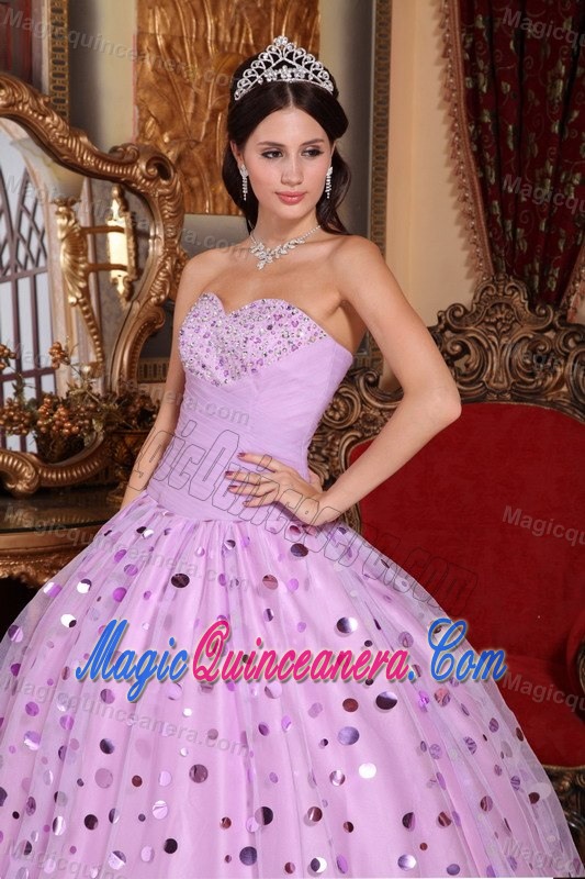 Lavender Beaded Tulle Sweet 15 Dresses with Sequins in Carrickfergus