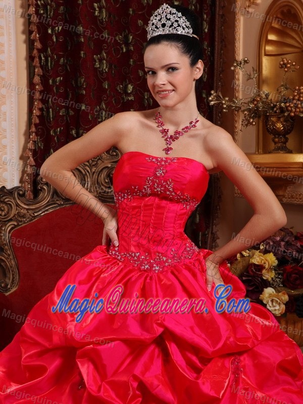 Red Ball Gown Taffeta Quinceanera Gown with Pick Ups in Farnborough